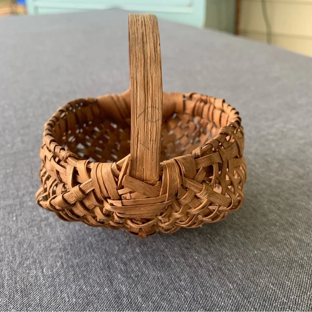 Splint Oak Basket Antique Primitive Fruit Gathering Farmhouse Farm Split